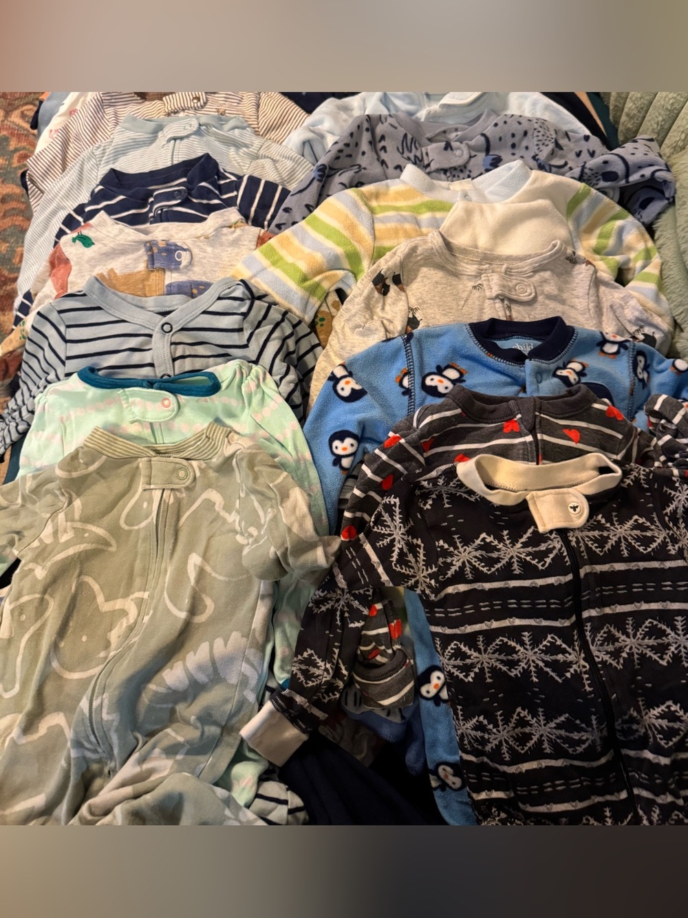 Kids Printed Sleep and Play Set - Blue, Gray, Green